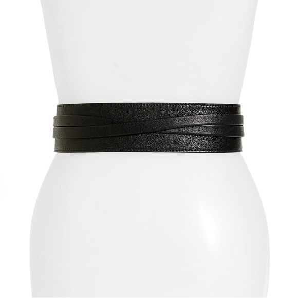 RAINA BRONCO LEATHER WRAP BELT WITH TASSELS BLACK OS NWT main image 8